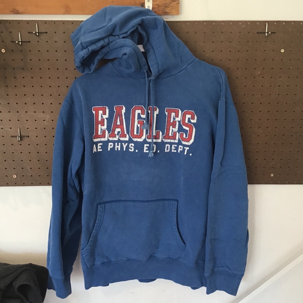 American Eagle Eagles Hoodie Blue Graphic Pullover Men’s